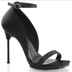 Size 9 Black Ankle-Wrap Stiletto Sandals Chic 35